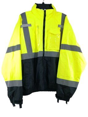 Radians Mens Size Large Radwear High Visibility Safety Jacket Hooded Weatherproo